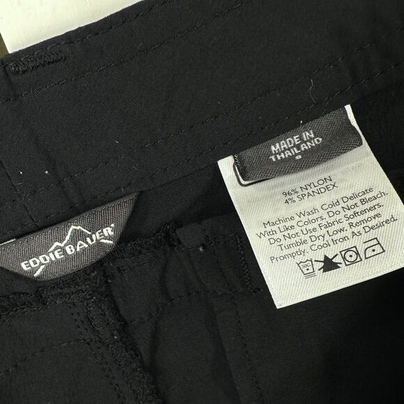 Eddie Bauer Black Travex Hiking Pants 8 Outdoor Nylon Stretch Zip‎ Pockets - Picture 7 of 9